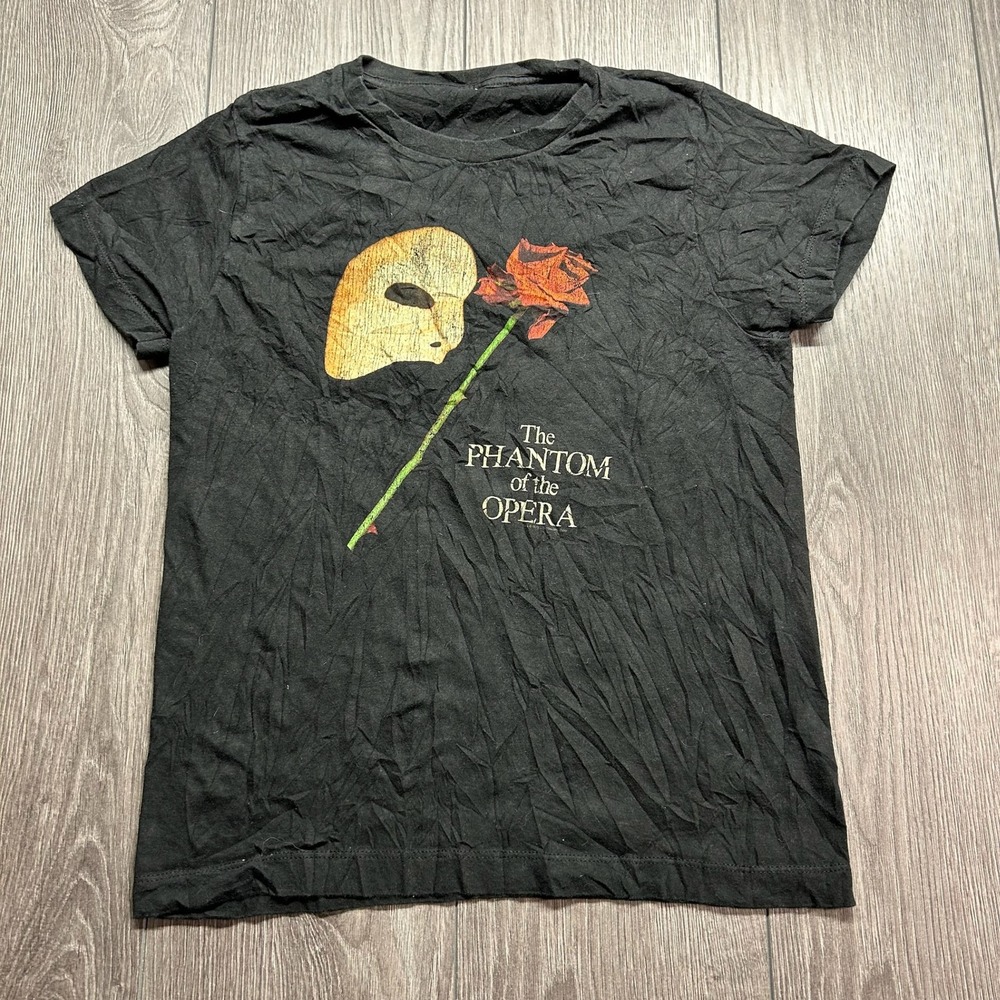 The Phantom of the Opera Graphic T-Shirt Black Y2K Broadway Musical Small